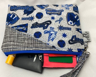 Zippered Clutch with Wristlet Strap made with Licensed Harry Potter Ravenclaw Quidditch Fabric