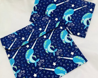 Starlit Narwhals Reusable Sandwich Bags, Reusable Snack Bags