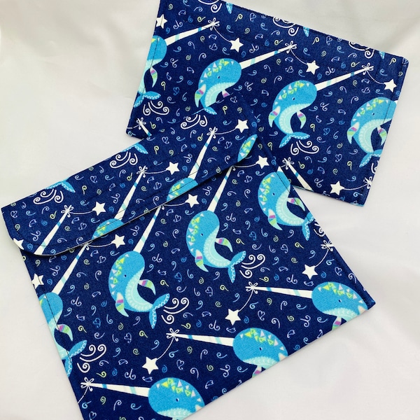 Starlit Narwhals Reusable Sandwich Bags, Reusable Snack Bags