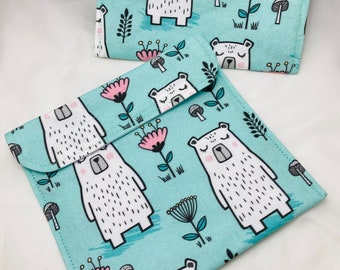 Polar Bear Spring Reusable Sandwich Bag, Reusable Snack Bag