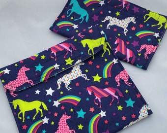 Neon Unicorns Reusable Sandwich Bag, Reusable Snack Bag