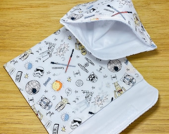 Space Wars Doodles Reusable Sandwich Bag, Reusable Snack Bag