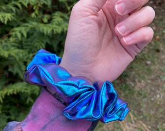 Mermaid Holographic Scrunchie, Hair Tie, Hair Elastic