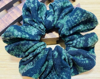 Green Snakeskin Scrunchie, Hair Tie, Hair Elastic