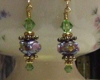 Petite Purple Lampwork Earrings