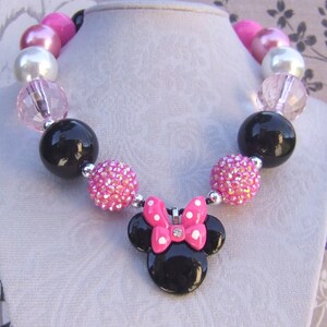 Hot Pink Minnie Mouse Chunky Bead Necklace: Girls Disneyland Jewelry image 4