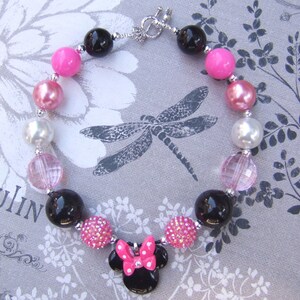 Hot Pink Minnie Mouse Chunky Bead Necklace: Girls Disneyland Jewelry image 5
