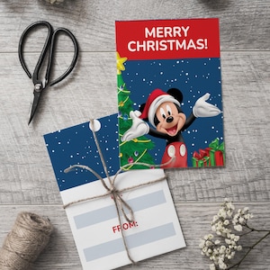 Carte Digitale Noël Mickey Disney fans - Téléchargement Instantané - Formats PDF/PNG/JPEG