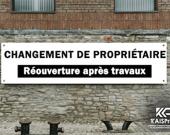 Bâche, Banderole, Bannière - Changement de Propriétaire, Affiche, Panneau Publicitaire, Décoration de Garage, Atelier 200 x 50 cm