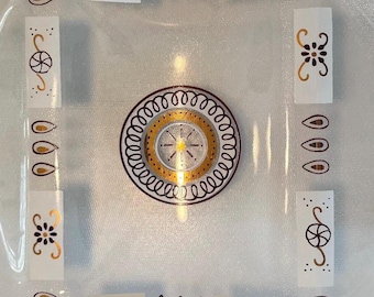 Vintage Inland Glass Triple Serving Tray: Teapot, Coffee Pot, Candy Dish Motif