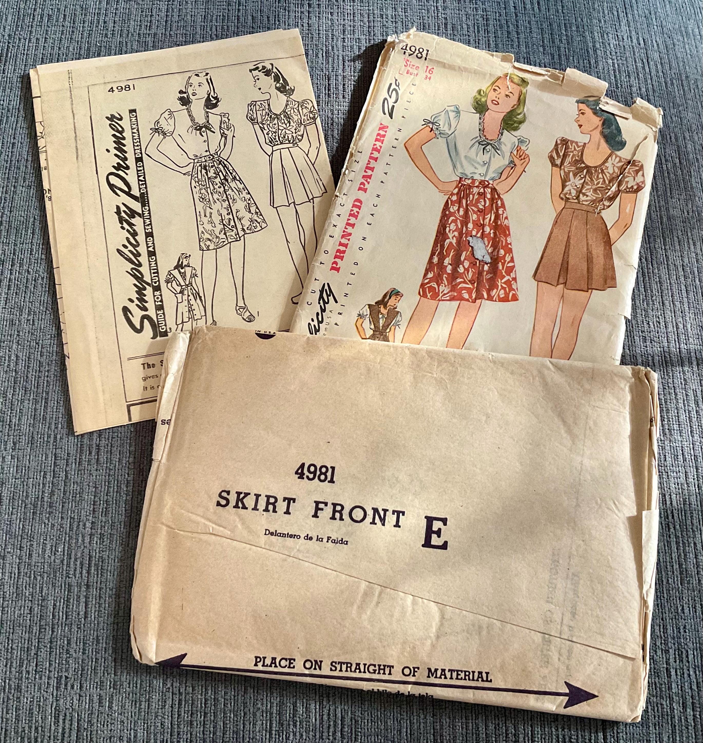 Vintage 40s Simplicity Sewing Pattern 4981 Misses and Womens Shorts Skirts Blouse and Jumper Size 16 Bust 34 - Etsy Vintage 40s Simplicity Sewing Pattern 4981 Misses and Womens Shorts Skirts Blouse and Jumper Size 16 Bust 34 - Etsy