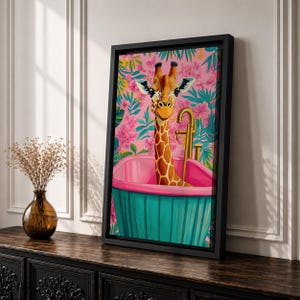 Giraffe Wildlife Wall Art Bathtub Animal Tropical Nature Gift Kids Nursery Bathroom Home Decor