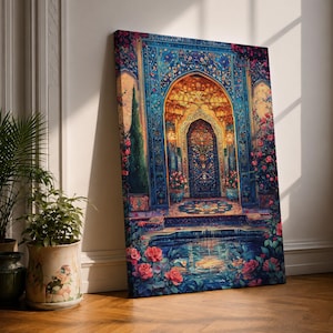 Persian Arch Wall Art Garden Archway Framed Canvas Iwan Mosaic Islamic Home Decor