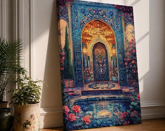 Persian Arch Wall Art Garden Archway Framed Canvas Iwan Mosaic Islamic Home Decor