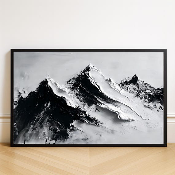 Minimalist Mountain Wall Art: Black and White Nature Decor