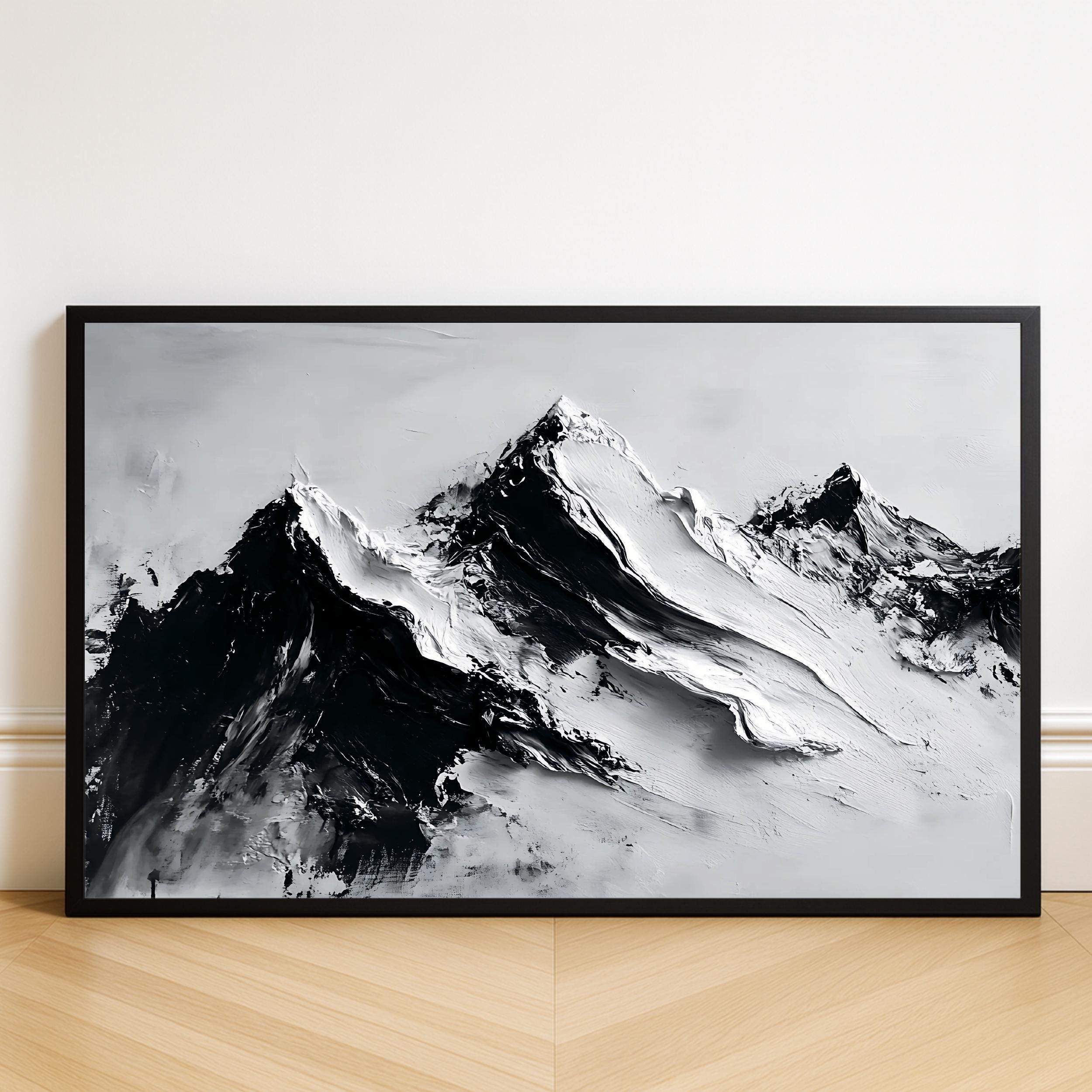 Minimalist Mountain Wall Art: Black and White Nature Decor
