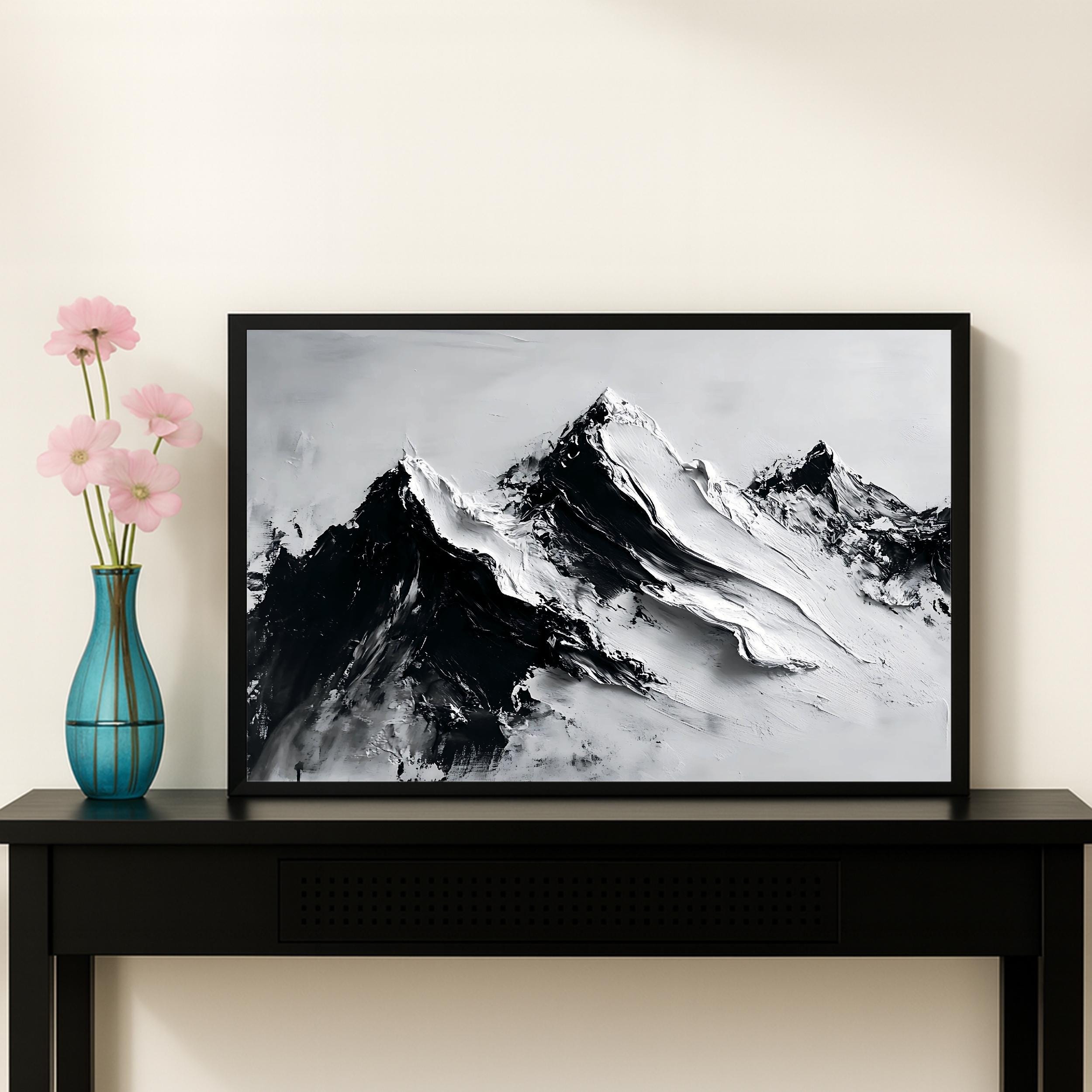 Minimalist Mountain Wall Art: Black and White Nature Decor