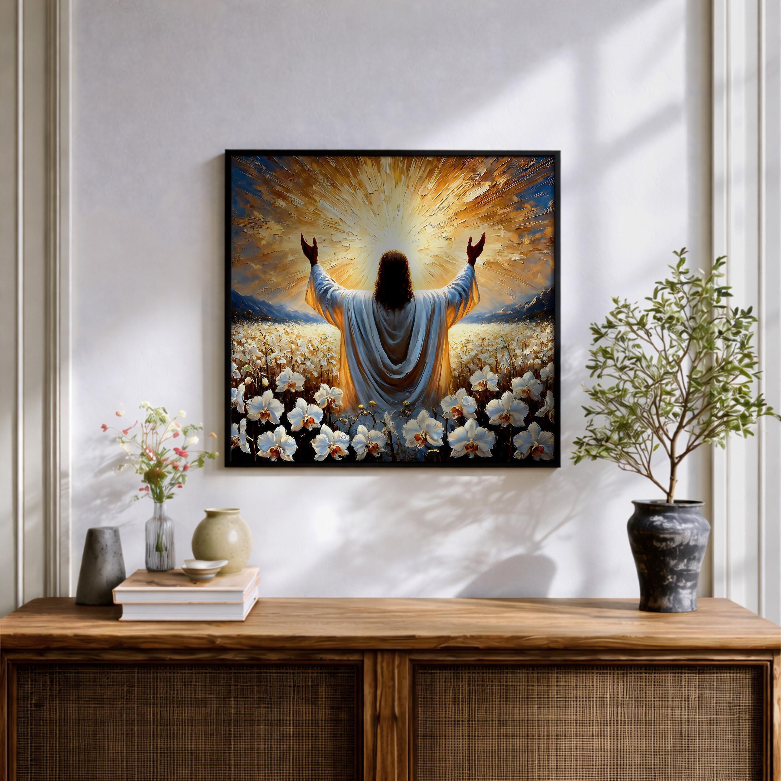 Jesus Resurrection Wall Art Risen Christ Framed Canvas Christian