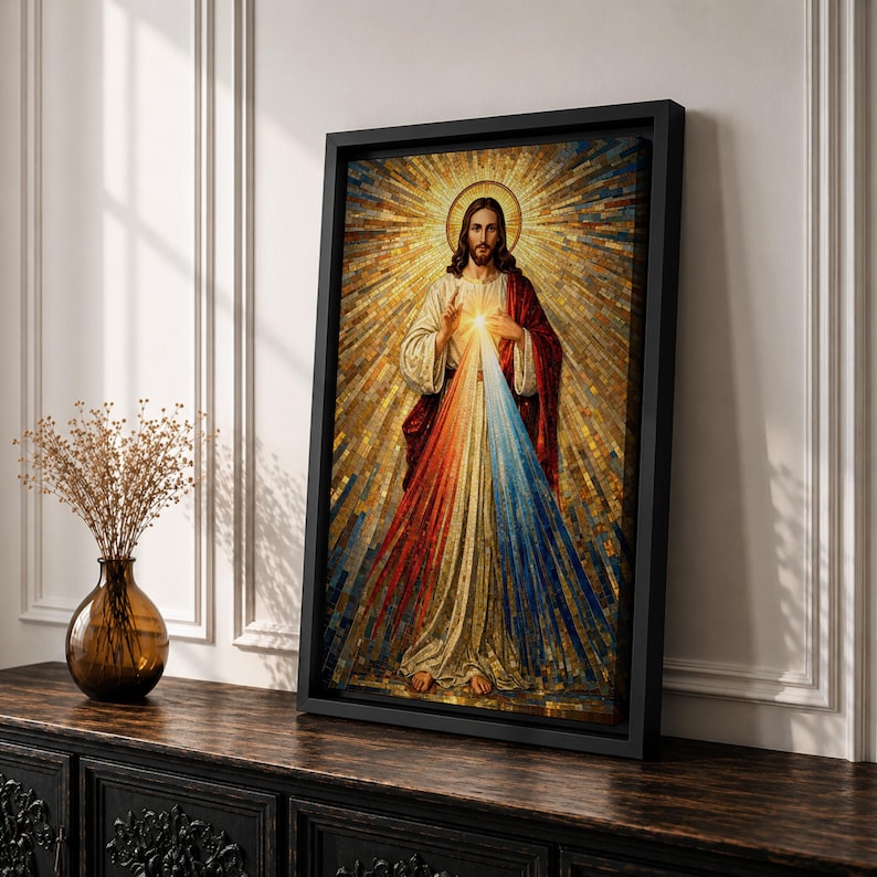 Divine Mercy Wall Art Jesus Mosaic Christian Icon Religious Gift Prayer Room Home Decor