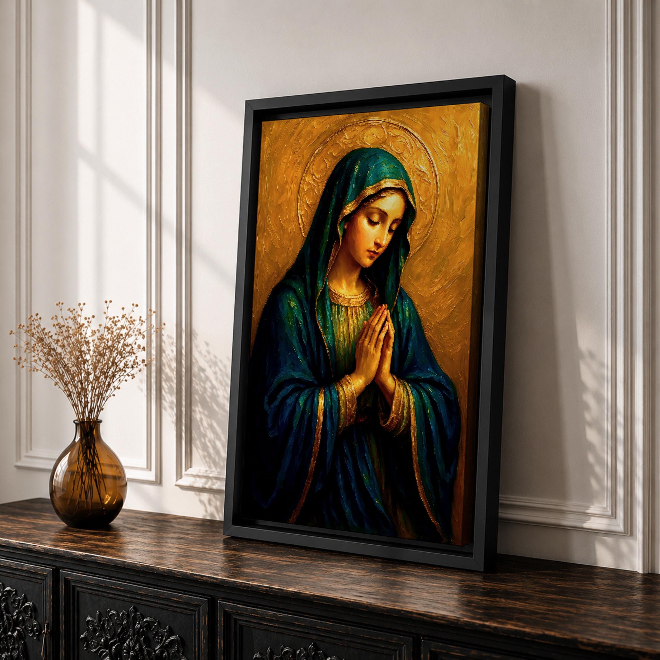 Virgin Mary Wall Art Our Lady of Sorrows Framed Canvas Catholic Sacred ...