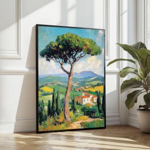 Kunstdruck toskanischer Baum, Malerische Landschaft, Poster zum ausdrucken