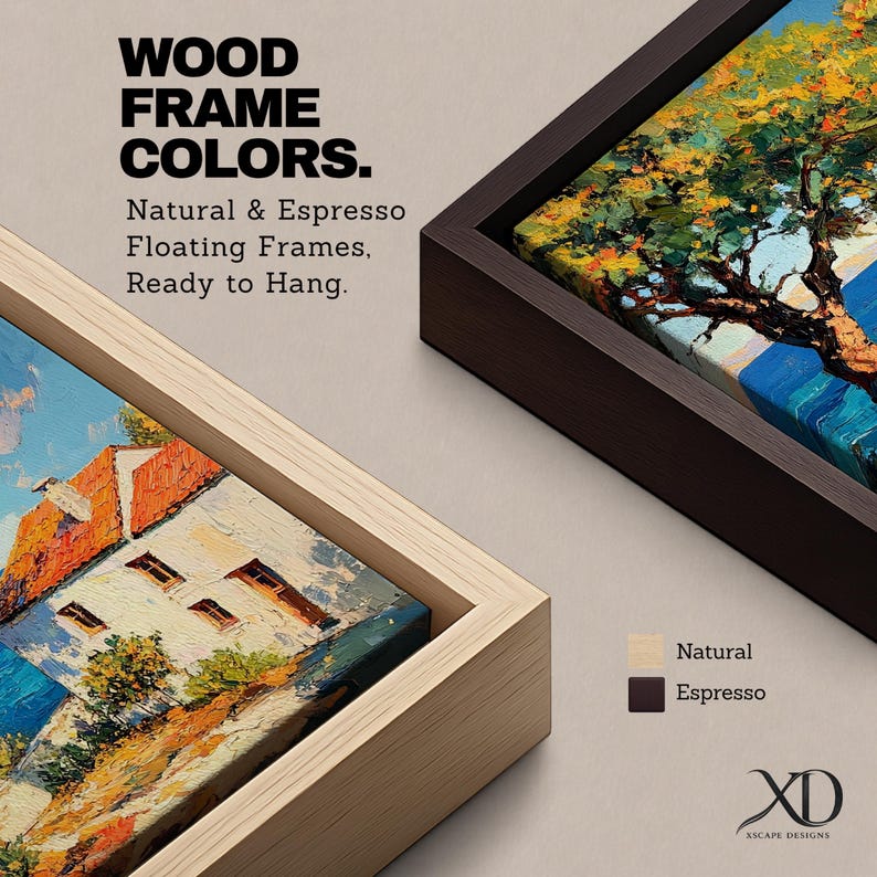 Mediterranean Seaside Wall Art Italian Coastal View Framed Canvas Ocean Landscape Living Room Decor