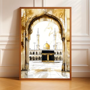 Kaaba Watercolor Vintage Print: Islamic Sacred Mecca Mosque (Digital Download)
