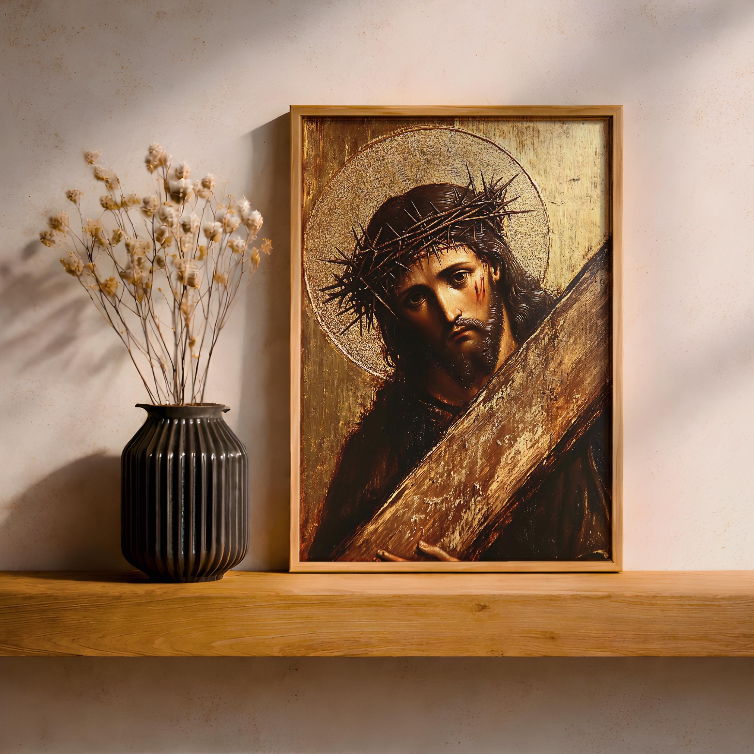 Jesus Christ Crown of Thorns Wall Art Redeemer Framed Canvas Passion ...