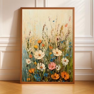Wildflower Meadow Impasto Vintage Art Print: Vibrant Botanical Wall Decor (Digital Download)