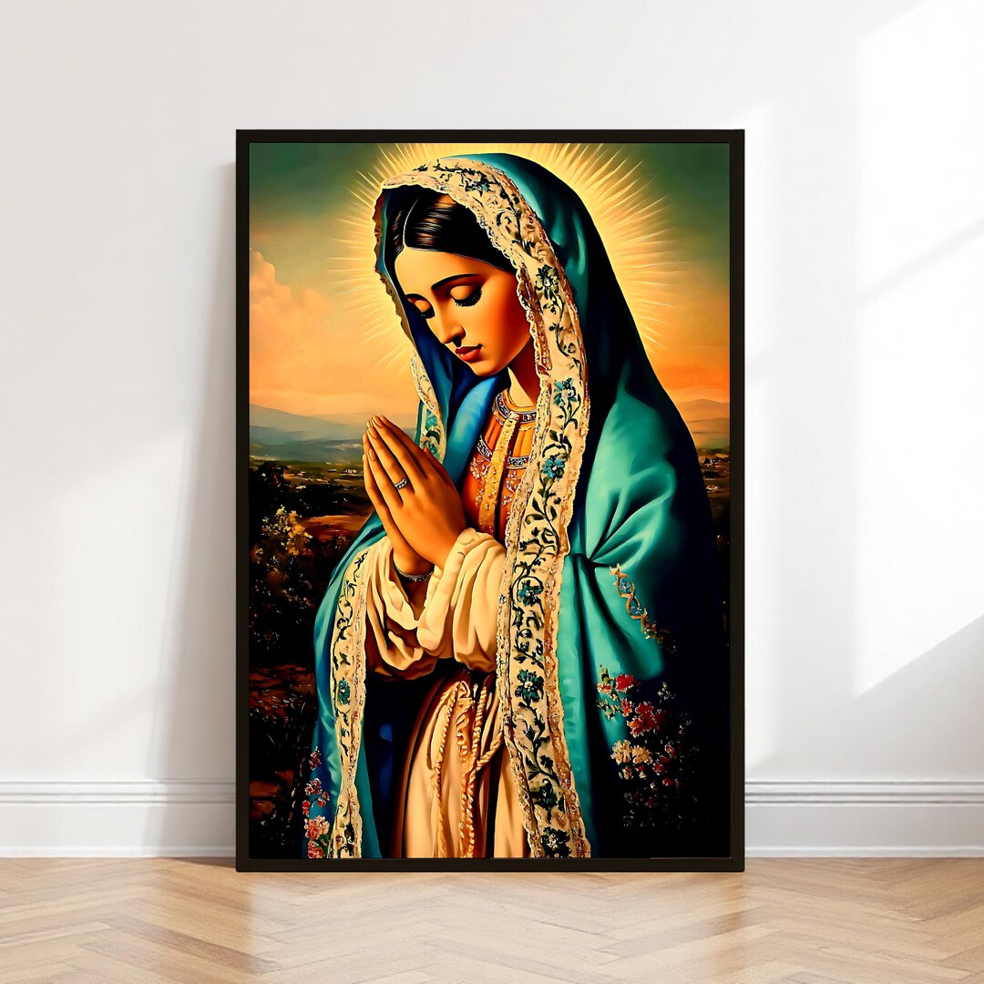 Virgin Mary Prayer Art Print: Catholic Apparition Wall Decor (digital ...