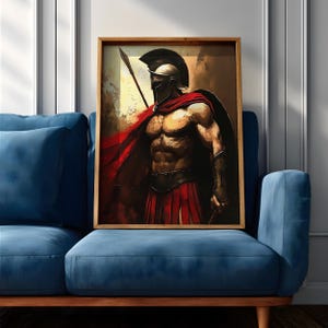 Spartan Warrior Greek Soldier Wall Art Hoplite Hero Historical Gift Living Room Home Decor