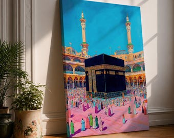 Kaaba Wall Art, Mecca Canvas Print, Masjid al-Haram Decor, Islamic Wall Art, Muslim Decor,