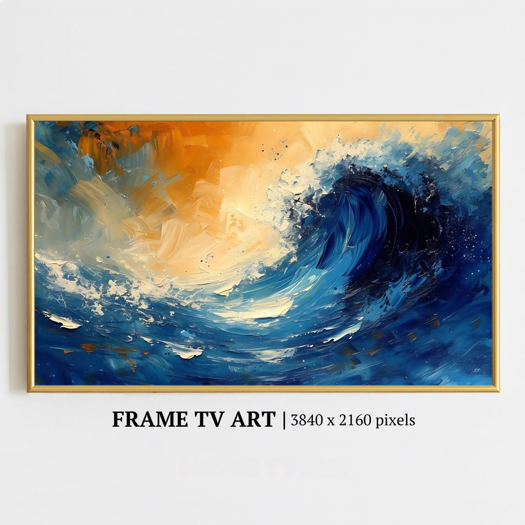 Ocean Waves Frame TV Art: Coastal Abstract Seascape Wall Decor (digital ...