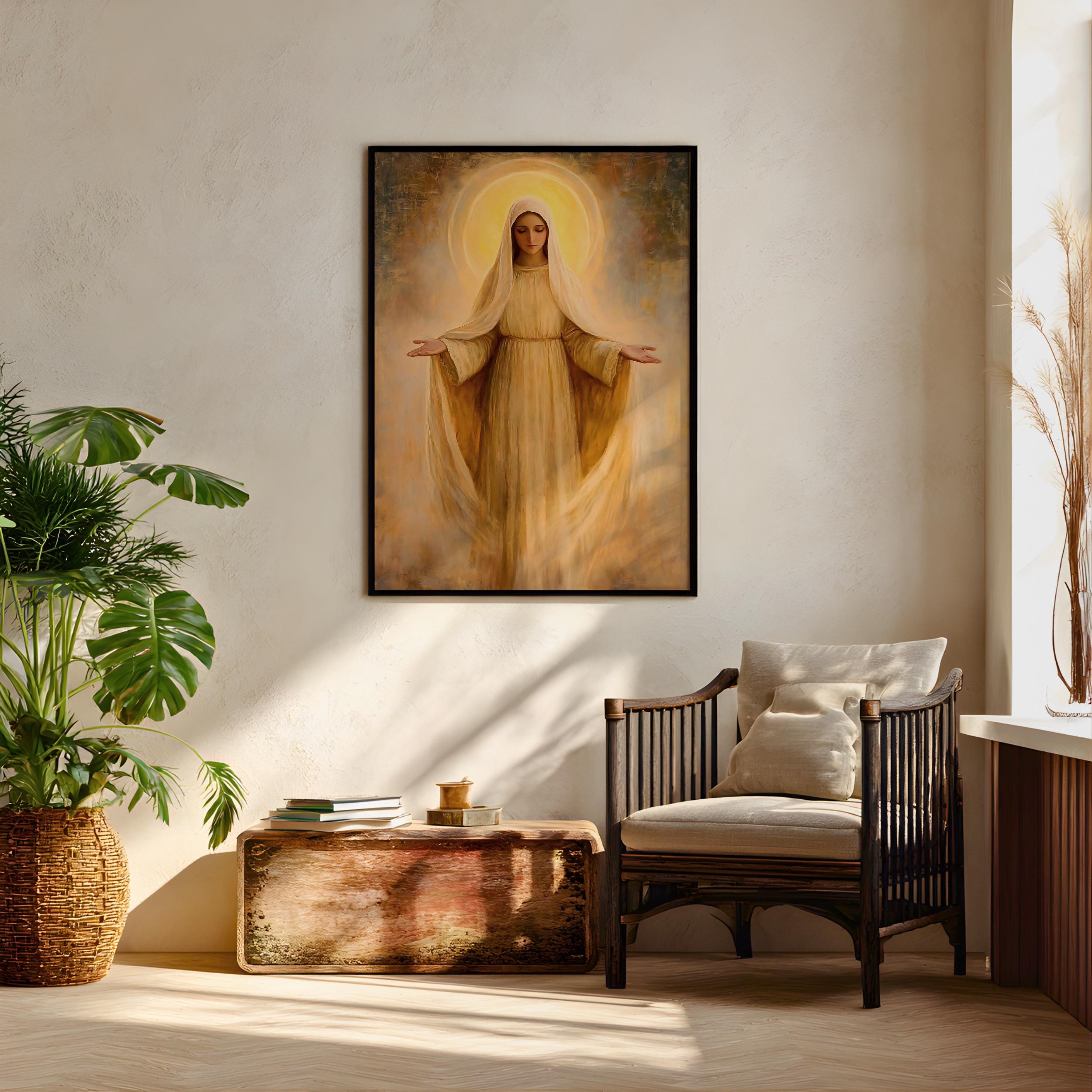 Virgin Mary Wall Art Our Lady of Grace Framed Canvas Vintage Catholic ...