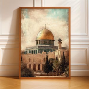 Dome of the Rock Oil Painting Vintage Print: Islamic Al Aqsa Mosque (Digital Download)