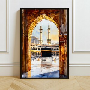 Kaaba Digital Wall Art | Islamic Printable Art | Mecca Mosque Decor | Muslim Home Download | Sacred Architecture