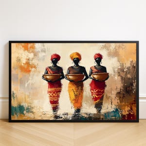 African Women Oil Painting Print: Afrocentric Tribal Ethnic Decor (Digital Download)