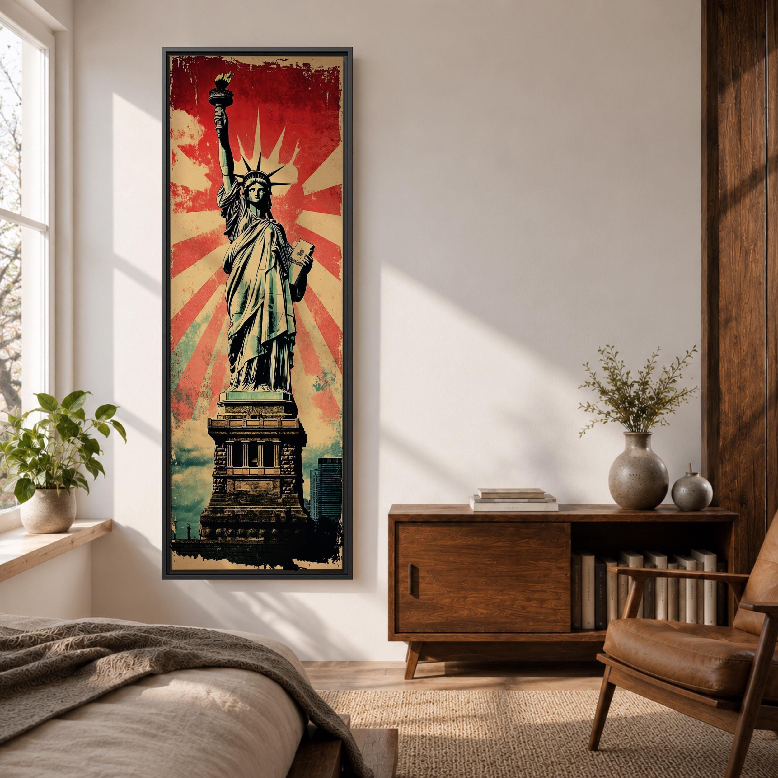 Tall Narrow Statue of Liberty Wall Art, New York City Canvas