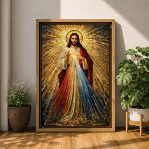 Divine Mercy Wall Art Jesus Mosaic Christian Icon Religious Gift Prayer Room Home Decor