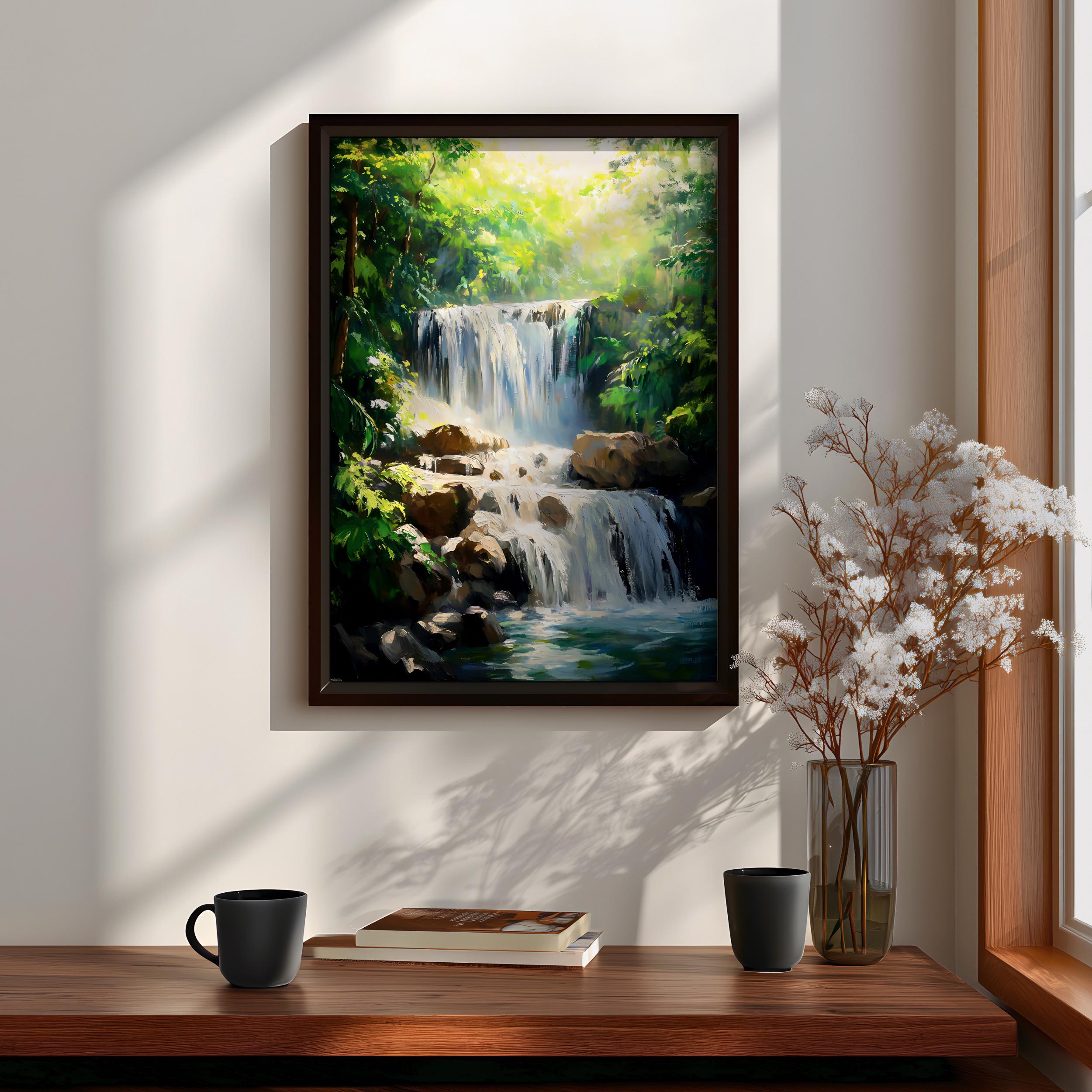 Watercolor Painting Digital Art High Quality of a Forest Stock