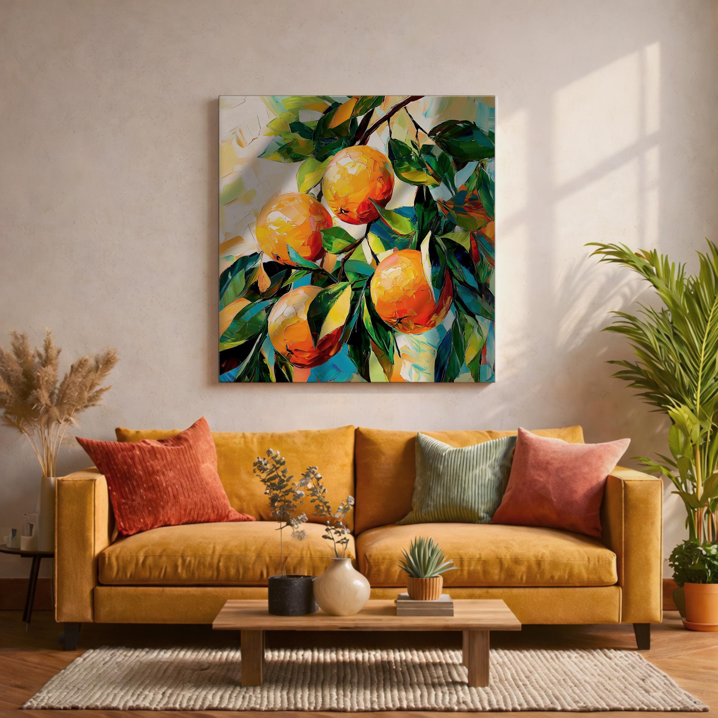 Orange Tree Wall Art Citrus Branch Framed Canvas Fruit Botanical