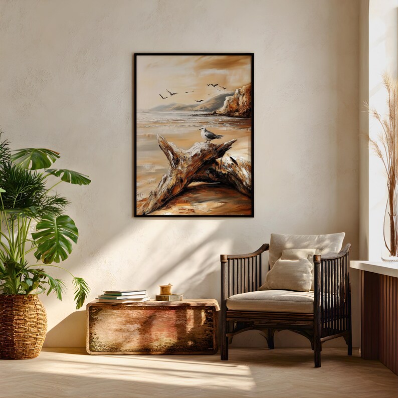 Seagull Wall Art Coastal Gull Framed Canvas Beach Nautical Vintage ...