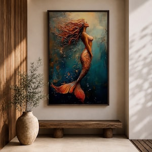 Mermaid Mythical Wall Art Sea Goddess Nymph Ocean Fantasy Gift Living Room Home Decor