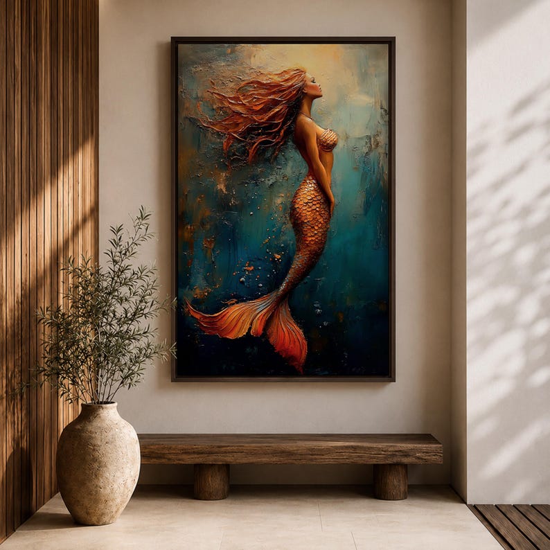 Mermaid Mythical Wall Art Sea Goddess Nymph Ocean Fantasy Gift Living Room Home Decor
