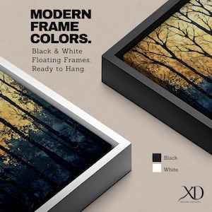 A framed vintage-style artwork depicting tall, bare trees in a forest with a textured golden background. The composition highlights the silhouette of woodland trees against a warm, aged backdrop, blending natural landscape elements with a nostalgic vintage aesthetic.