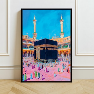 Vibrant Kaaba Wall Art | Colorful Mecca Digital Print | Islamic Sacred Decor | Modern Muslim Download | Hajj Spiritual Artwork
