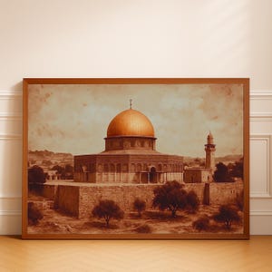 Dome of the Rock Vintage Sepia Print: Islamic Sacred Jerusalem Art (Digital Download)