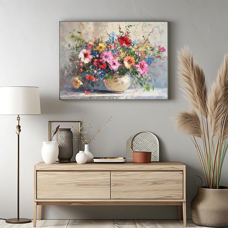 Colorful Floral Bouquet Art Print Flower Painting Digital Download