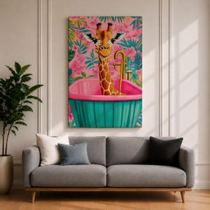 Giraffe Wildlife Wall Art Bathtub Animal Tropical Nature Gift Kids Nursery Bathroom Home Decor