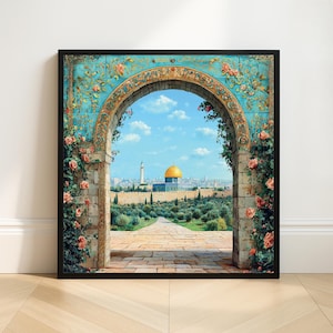 Dome of the Rock Art | Al Aqsa Mosque Digital Print | Palestine Wall Art | Jerusalem Poster | Islamic Gifts Decor